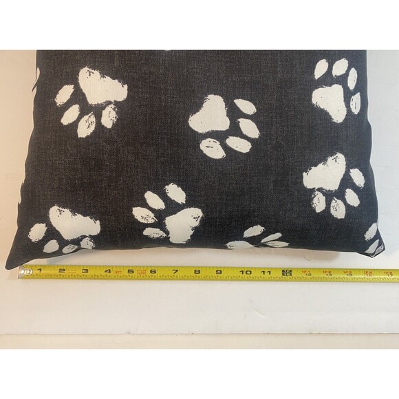 Throw Pillow Dog Print Black White Paws 16x16 Love Lives Here - Picture 3 of 4